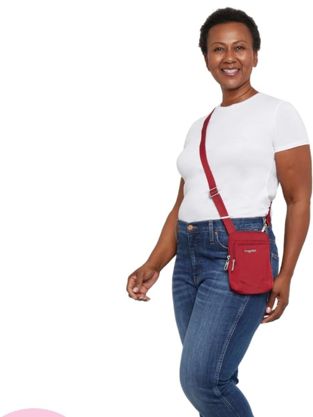 Baggallini Women's Securtex Anti-theft Activity Crossbody Bag in Ruby Red - Picture 2 of 12